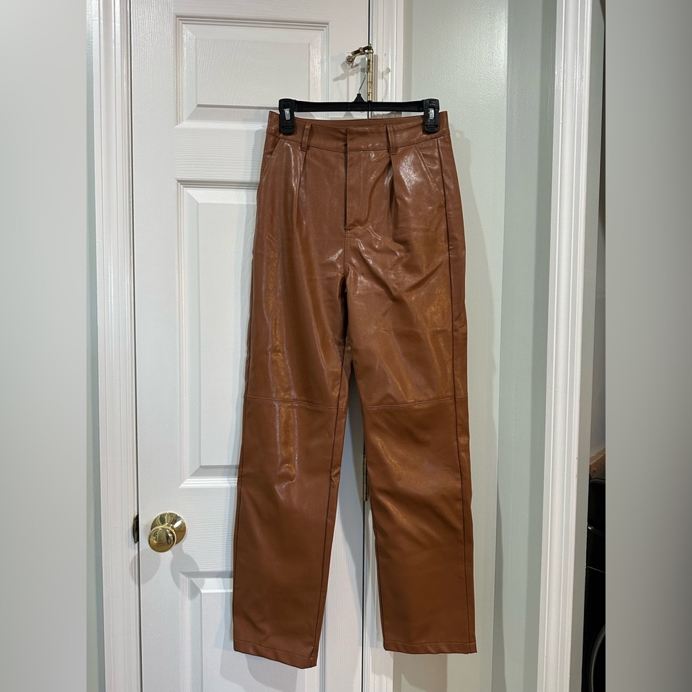 Emory Park Faux Leather Brown Pants. Size Small.!